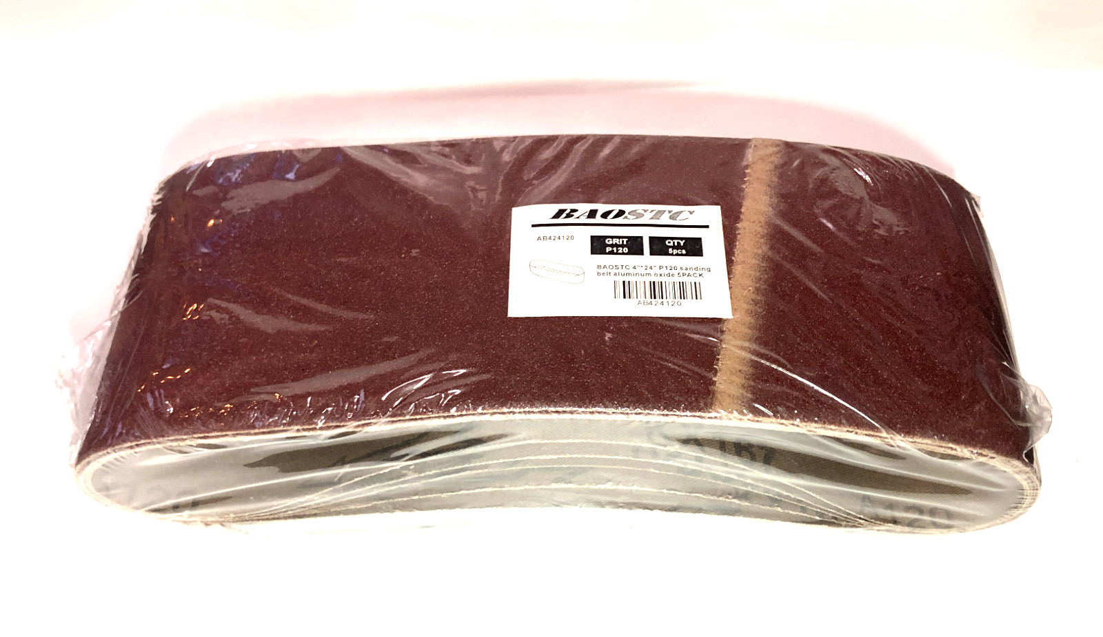 BAOSTC 4 x 24″ Sanding Belt 120 Grit Aluminum Oxide Sandpaper Belt – 5 PK