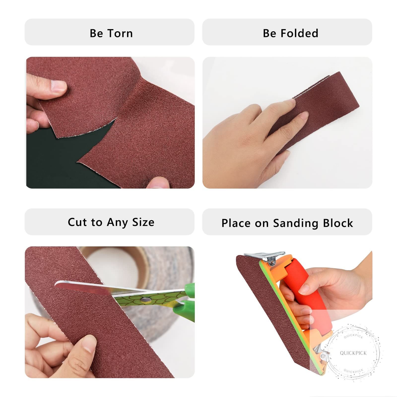 80 Grit Sandpaper Roll 3 Inch x 49 Feet Emery Cloth Roll Aluminum Oxide Abrasive
