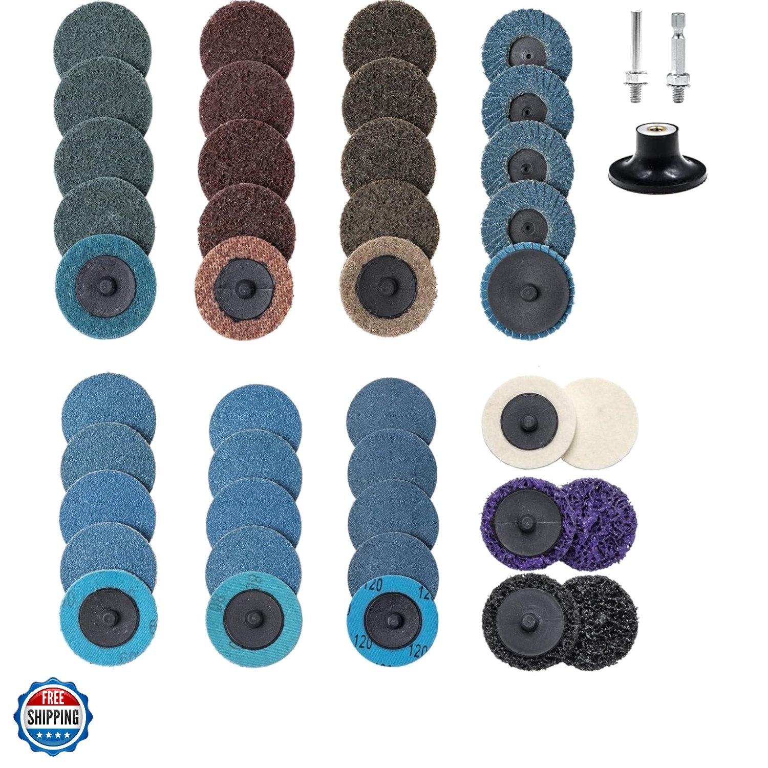 44Pcs Roll Lock 2 inch Sanding Discs Set, Surface Conditioning Disc, Quick Ch…