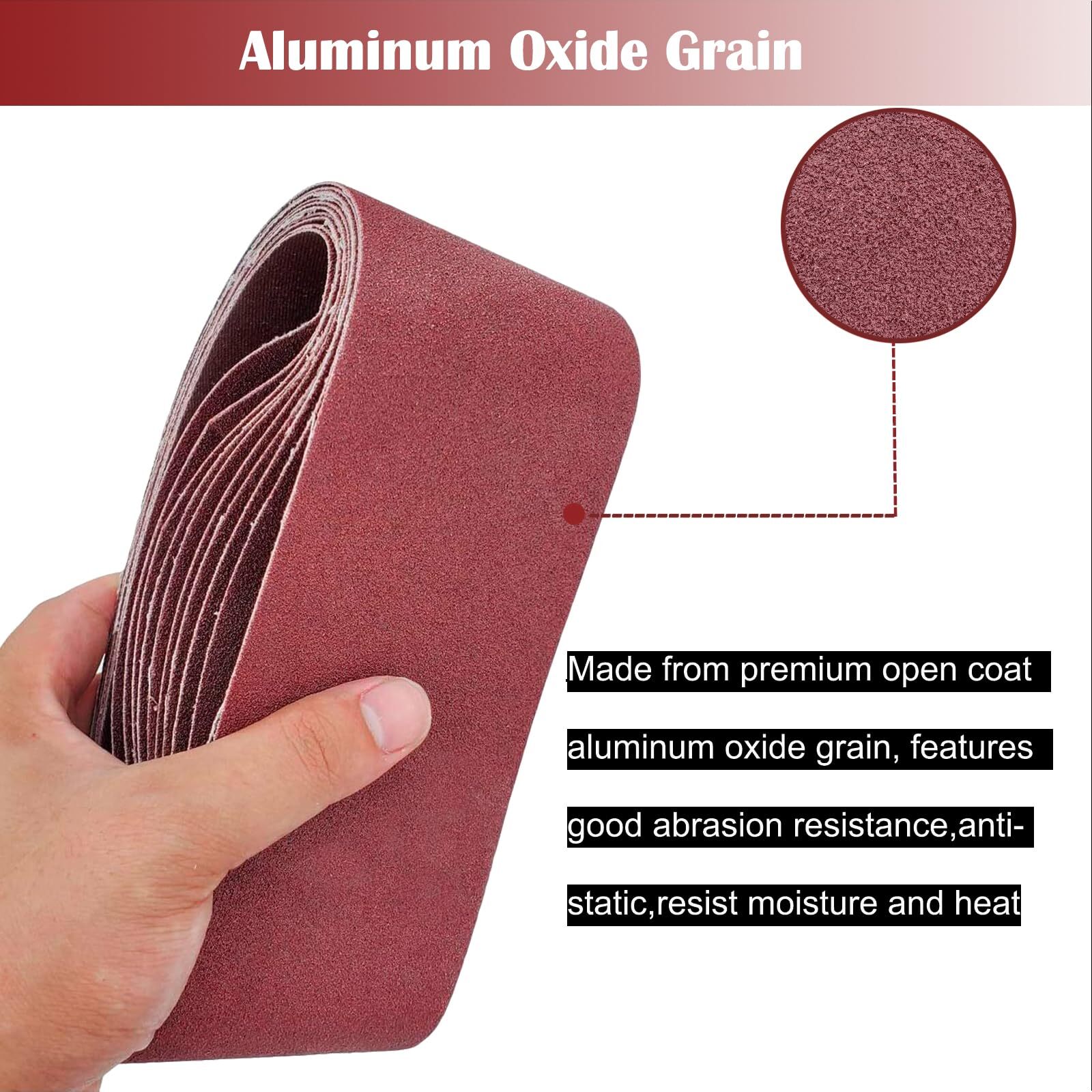 Abrasive Sanding Belts Kit 18 Pack 2-1/2×16 Inch 60-400 Grit Aluminum Oxide