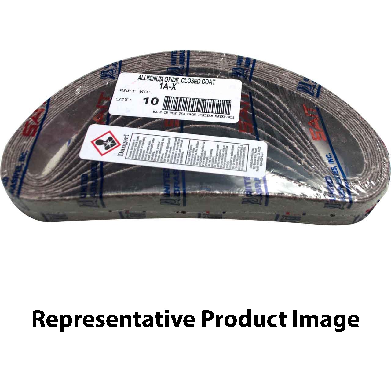 United Abrasives 60128 3/4×20-1/2 Aluminum Oxide File Sander Belt 36 Grit 10 pk
