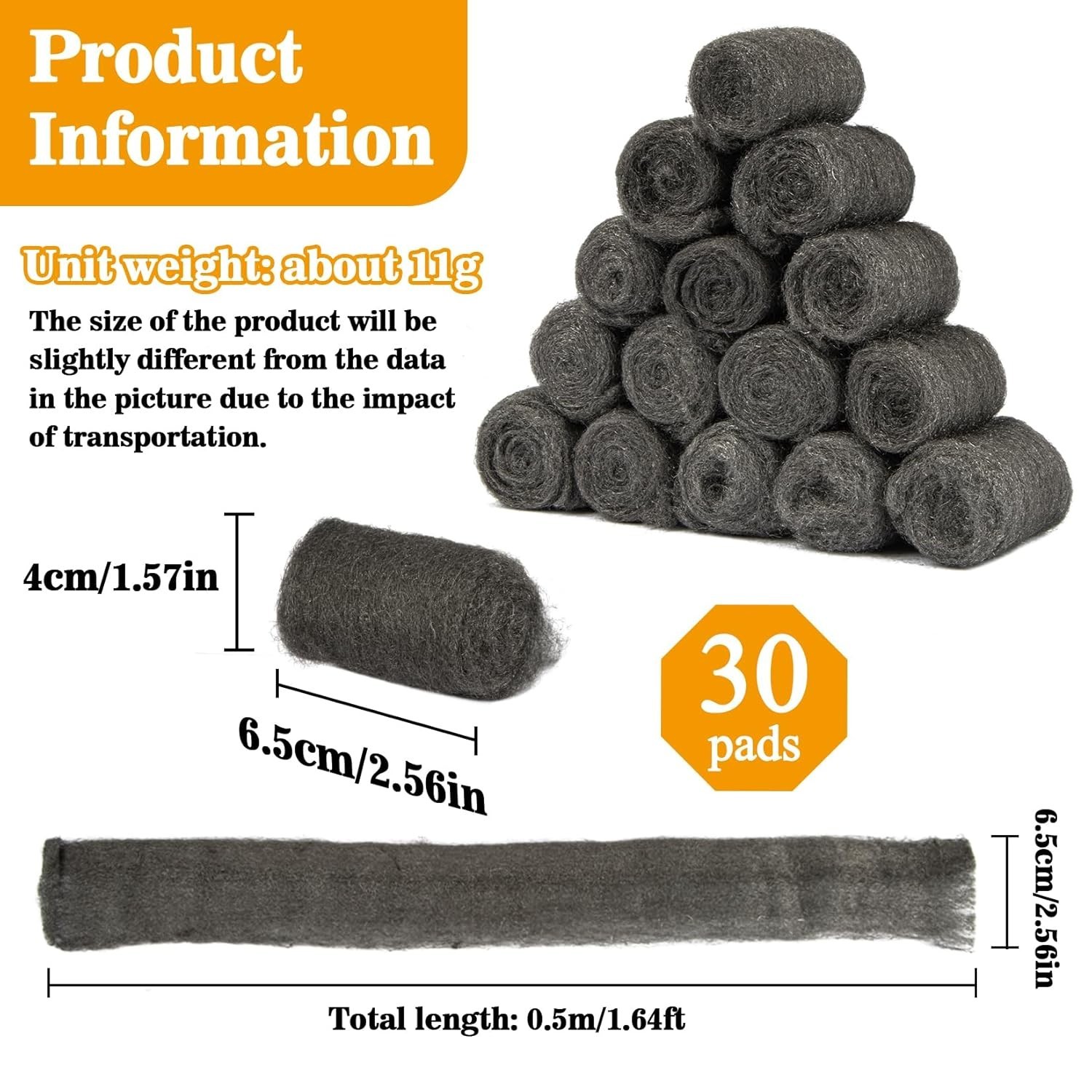 Steel Wool Pads 0000 30PCS – Steel Wool 0000 Roll Glass Wood Fabric Metal Ext…