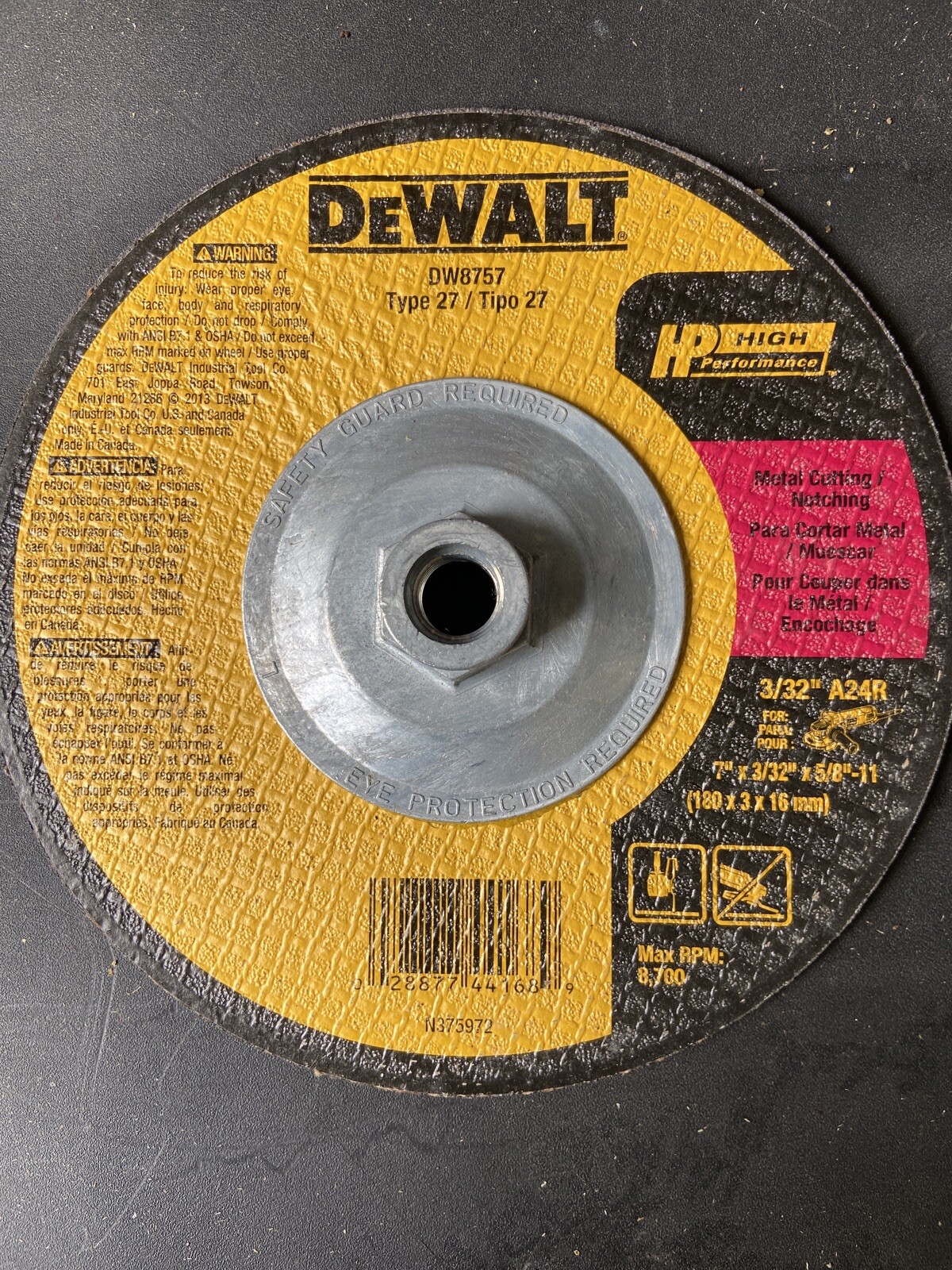 10 DeWalt DW8757 High Performance 7”x3/32”x5/8-11 Stainless HP Grinding Cutting