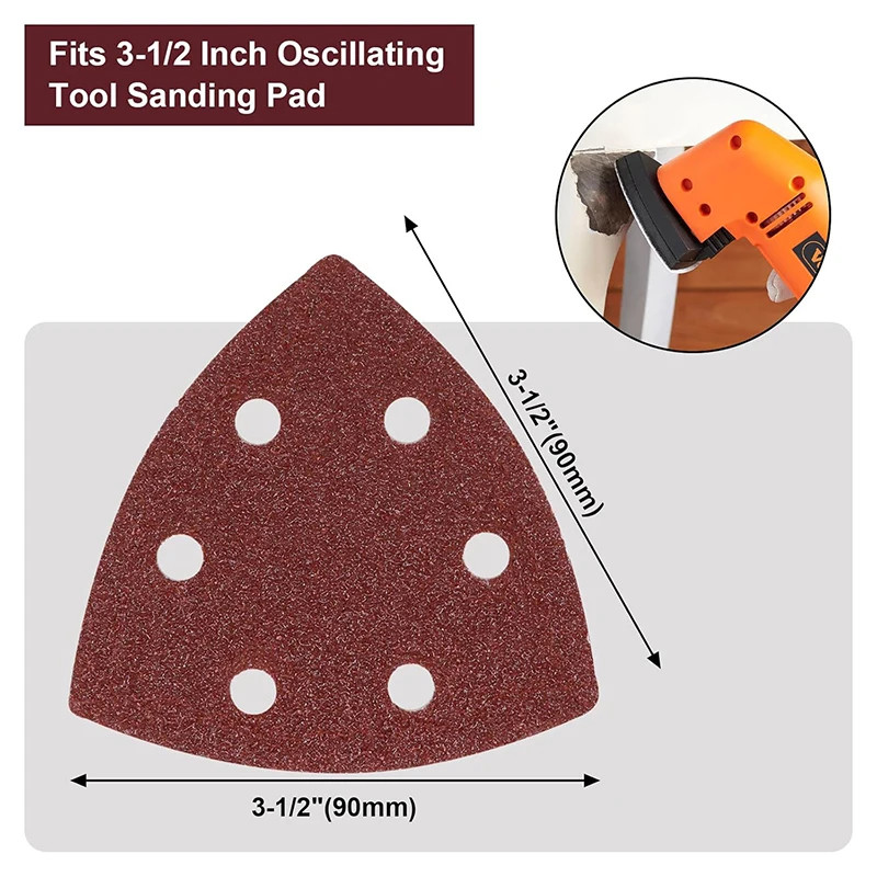 10/20/50 PCS Triangular Sanding Disc 90mm Delta Sander Hook & Loop Sandpaper