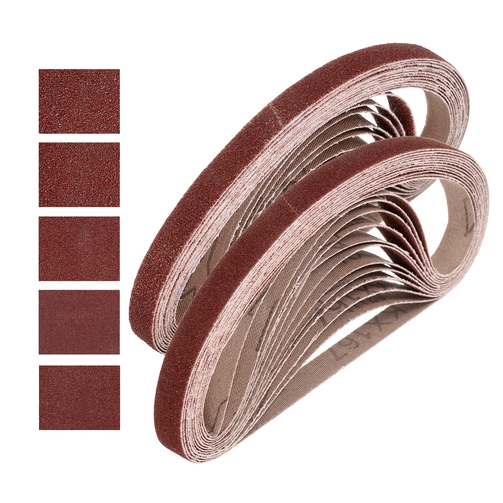 1/2 x 18 Inch Sanding Belts, 40 Pcs 60/80/120/180/240 Grits Aluminum Oxide