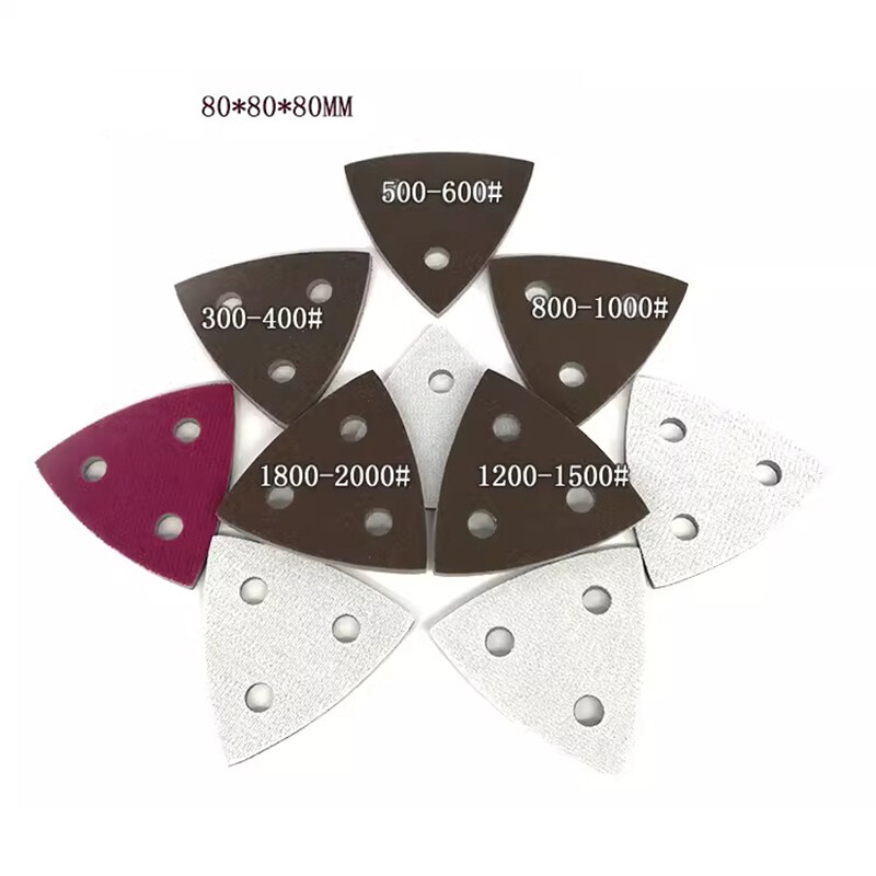 80*80*80mm 3 Holes Triangle Sandpaper Multitool Sanding Pads Abrasive Polishing