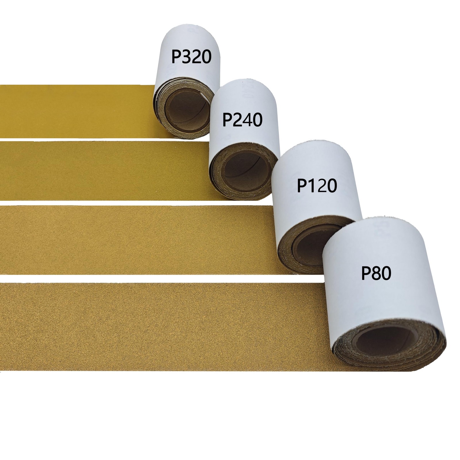 P80/P120/P240/P320 Yellow Sandpaper Rolls with -Adhesive Backing, Suitable fo…