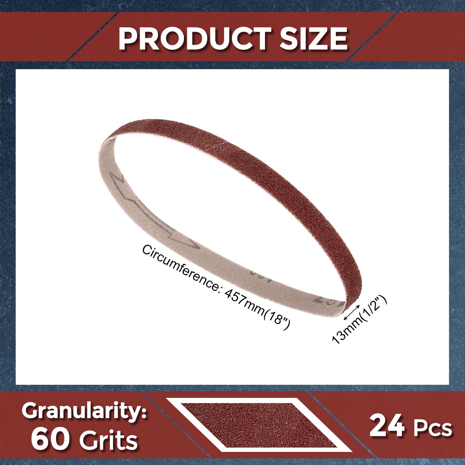 24 Pcs Sanding Belts 1/2 x 18 Inch 60 Grit Aluminum Oxide Abrasive Sandpaper