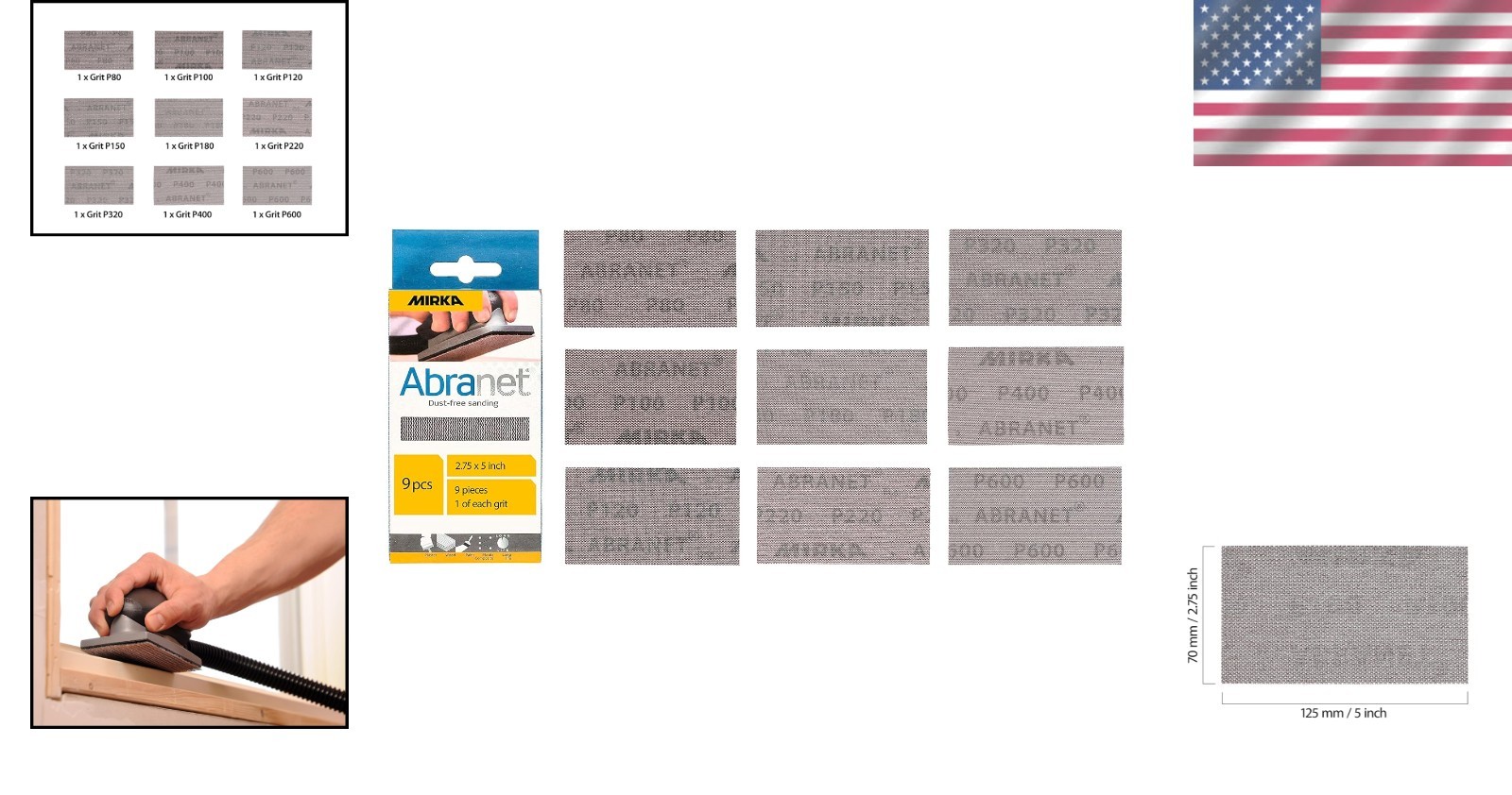 Durable 9-Pack Abranet Sanding Sheets – Versatile Grit Range for Wood & Plastic
