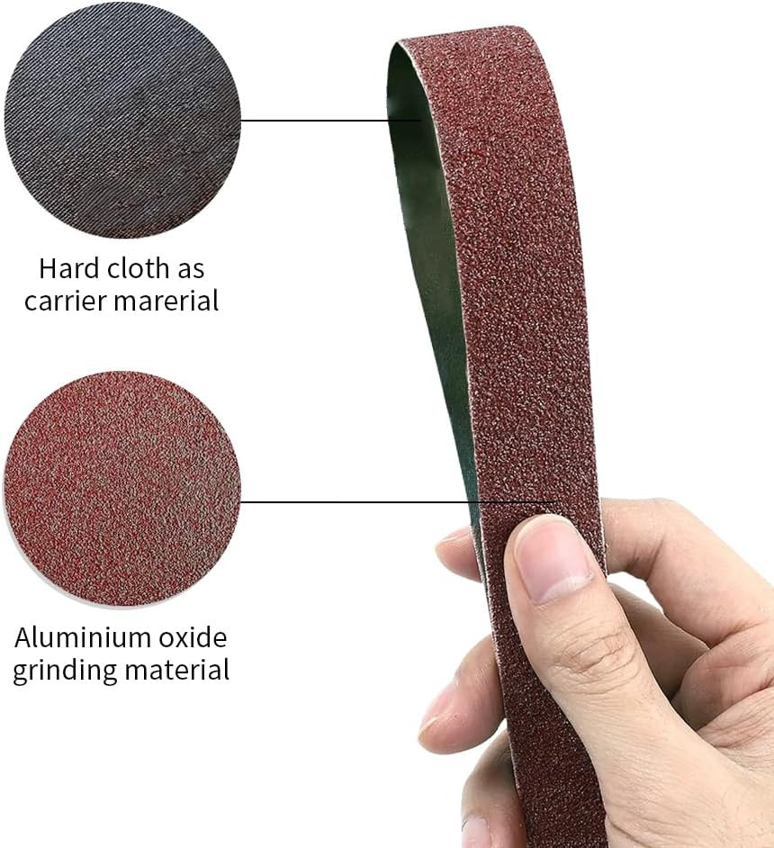 48 Pcs 3/8 X 13 Inch Assorted Aluminum Oxide Belt Sander Sanding Belt – 8 Each o