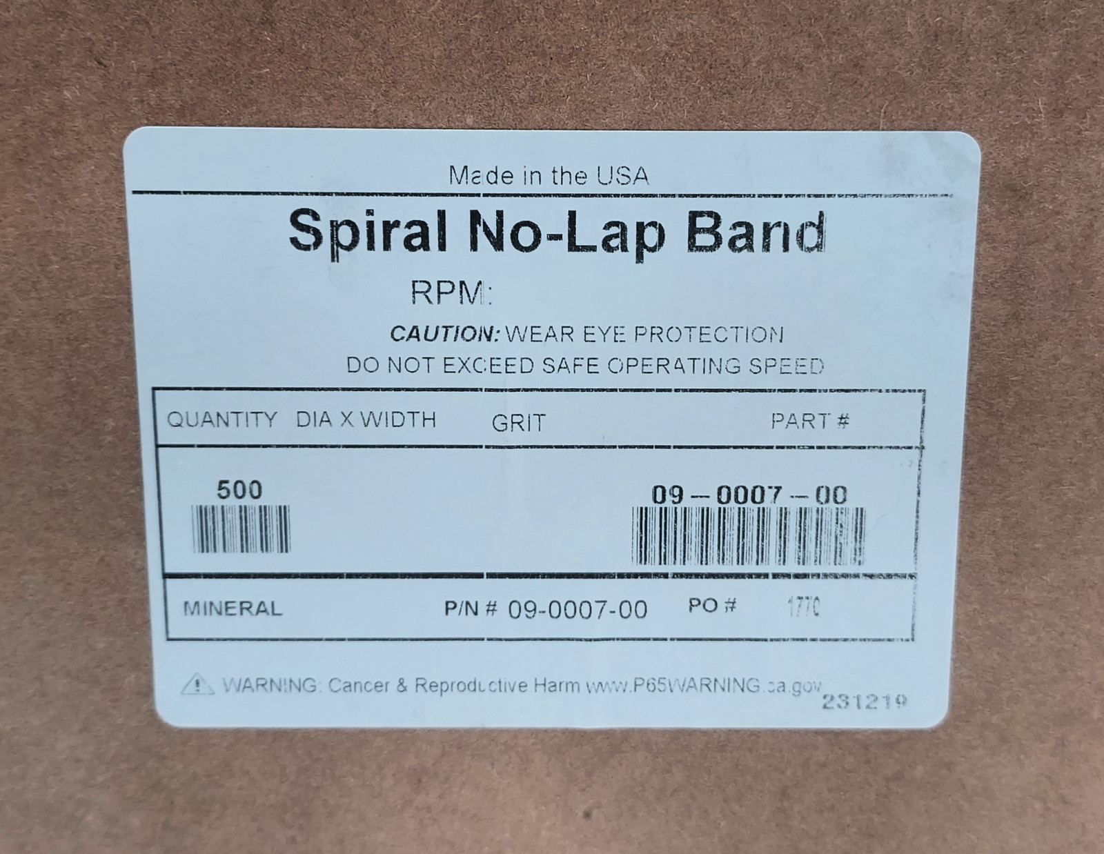 Case of 500 USA Spiral No-Lap Band 09-0007-00 2-3/4″ x 1/4″ Medium Grit
