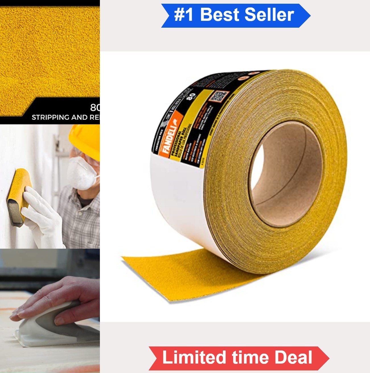 Sandpaper Roll 80 Grit PSA Aluminum Oxide Adhesive Backed Wood Sanding Long