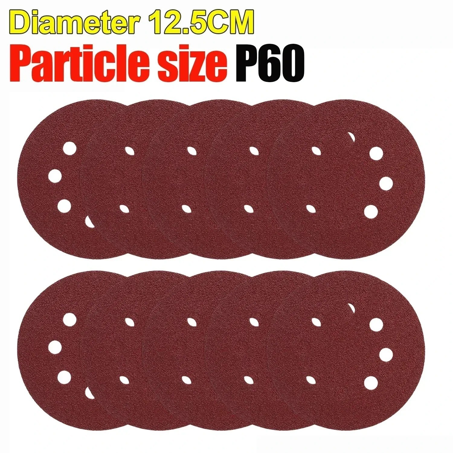 125mm 5″ Hook & Loop Sanding Discs 8 Hole Sandpaper 40-3000 Grit 10/20/50PCS