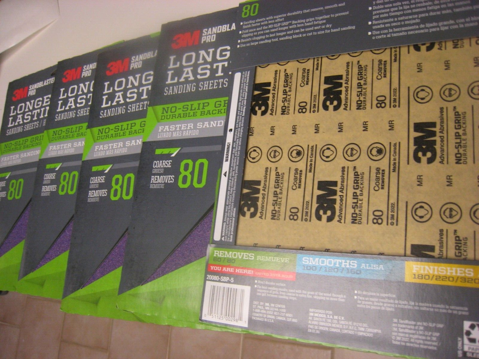 25 sheets 3M SandBlaster Pro Coarse 80-Grit Sheet Sandpaper 9″ x 11″ 5 packs X 5