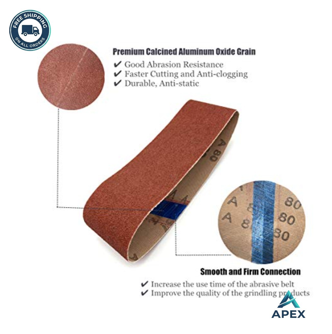 24 Pcs 3×21 Sanding Belts 40 60 80 Grit Aluminum Oxide for Belt Sander