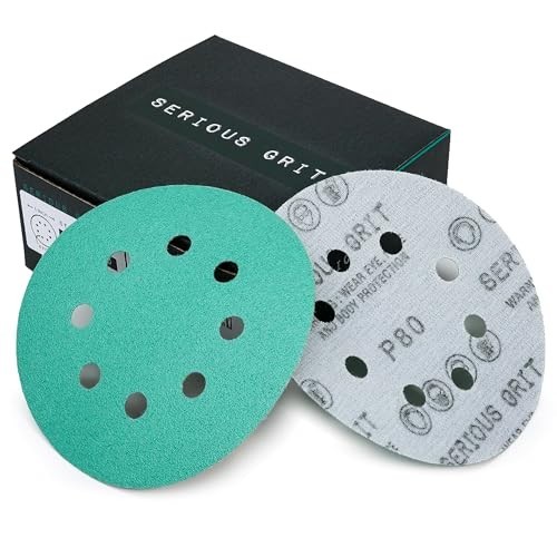Hook and Loop Sanding Discs 5 Inch 8 Hole 80 Grit 50 Pack for Random Orbital