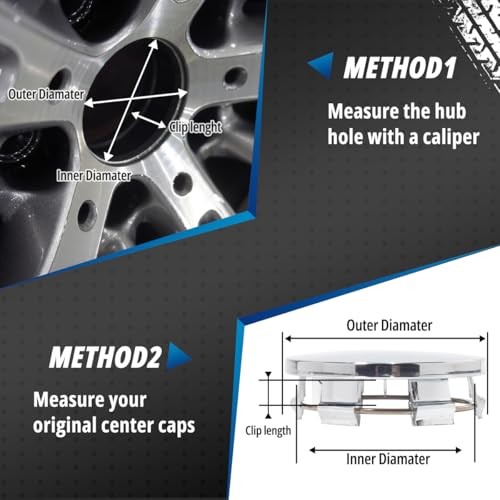 4 Pack 63.9 mm/2.52 in Wheel Center Caps Kit for 2015-2022 Challenger chome