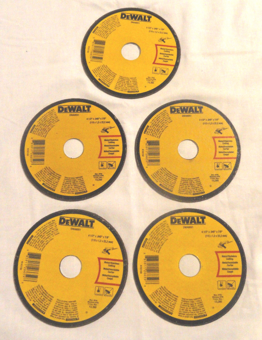 5-COUNT DEWALT DWA8051, 4-1/2″ X .045″ X 7/8″ METAL / STAINLESS CUT OFF WHEELS