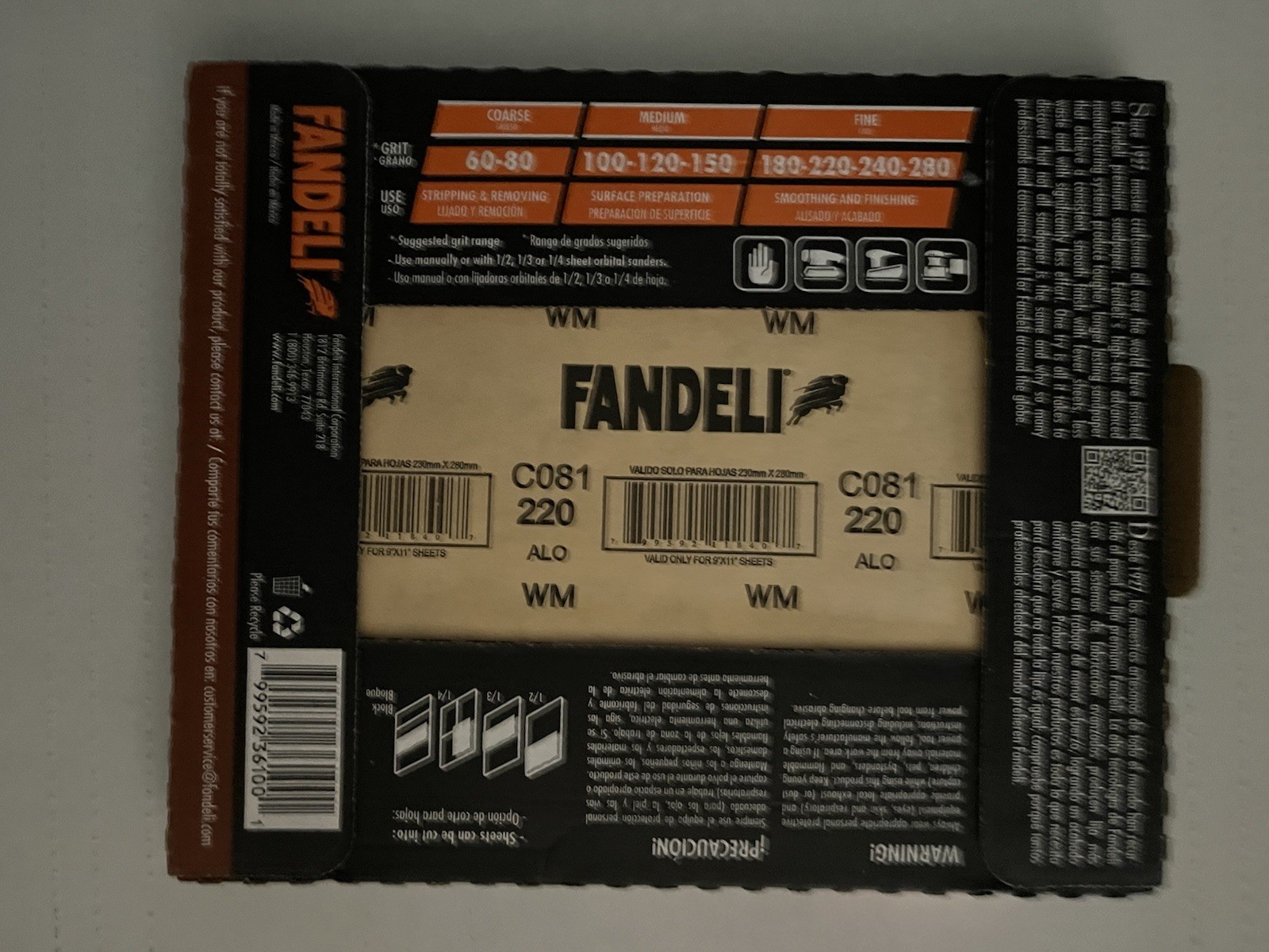 Fandeli | Multi-Purpose Sanding Paper | Assorted Grits (80,120,220) | 25 Sheets