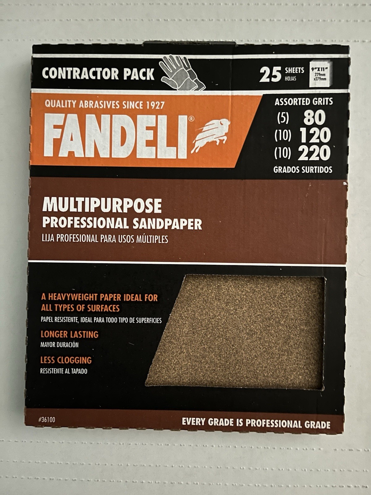 Fandeli | Multi-Purpose Sanding Paper | Assorted Grits (80,120,220) | 25 Sheets
