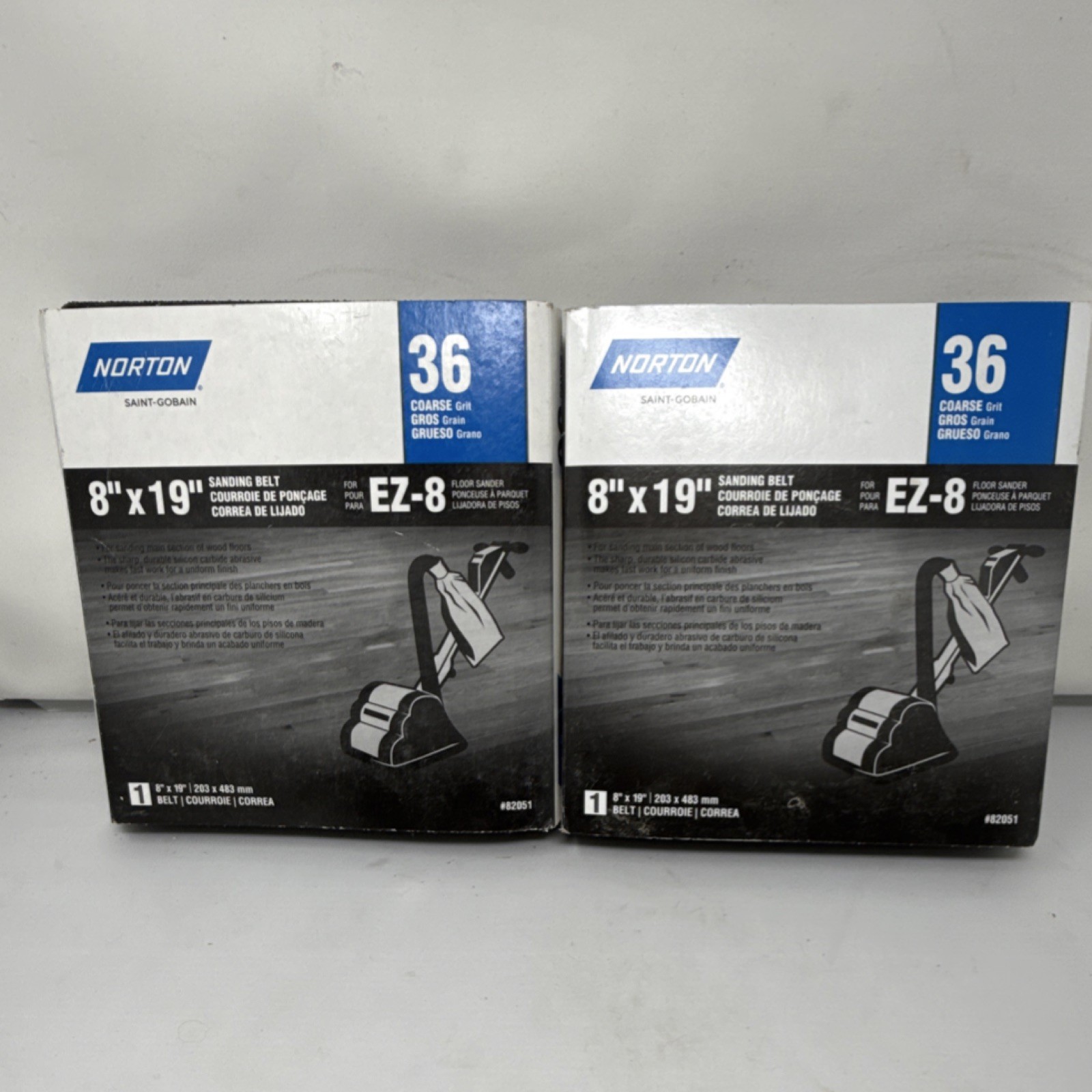Norton EZ-8 8″ x 19″ 36 Coarse Grit Sanding Belt for Floor Sander quantity 2