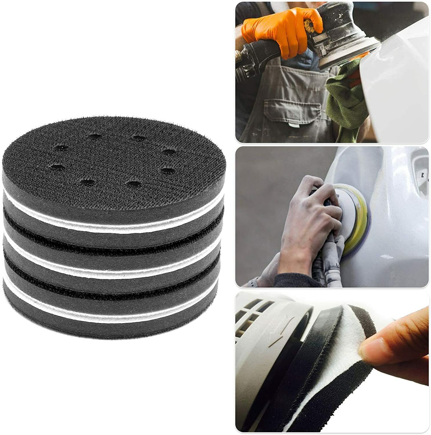 5 Inch (127mm) Interface Pad Hook and Loop Soft Sponge Cushion Buffing Pads