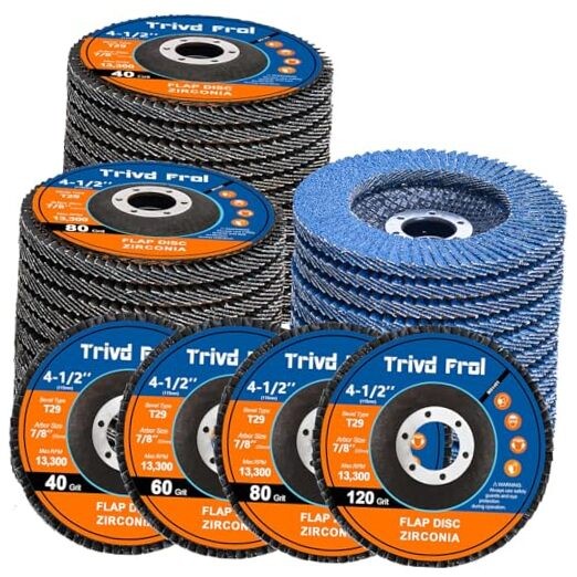 40 Pack Flap Discs 4 1/2 for Angle Grinder Sanding Disc – 40/60/80/120 Grit