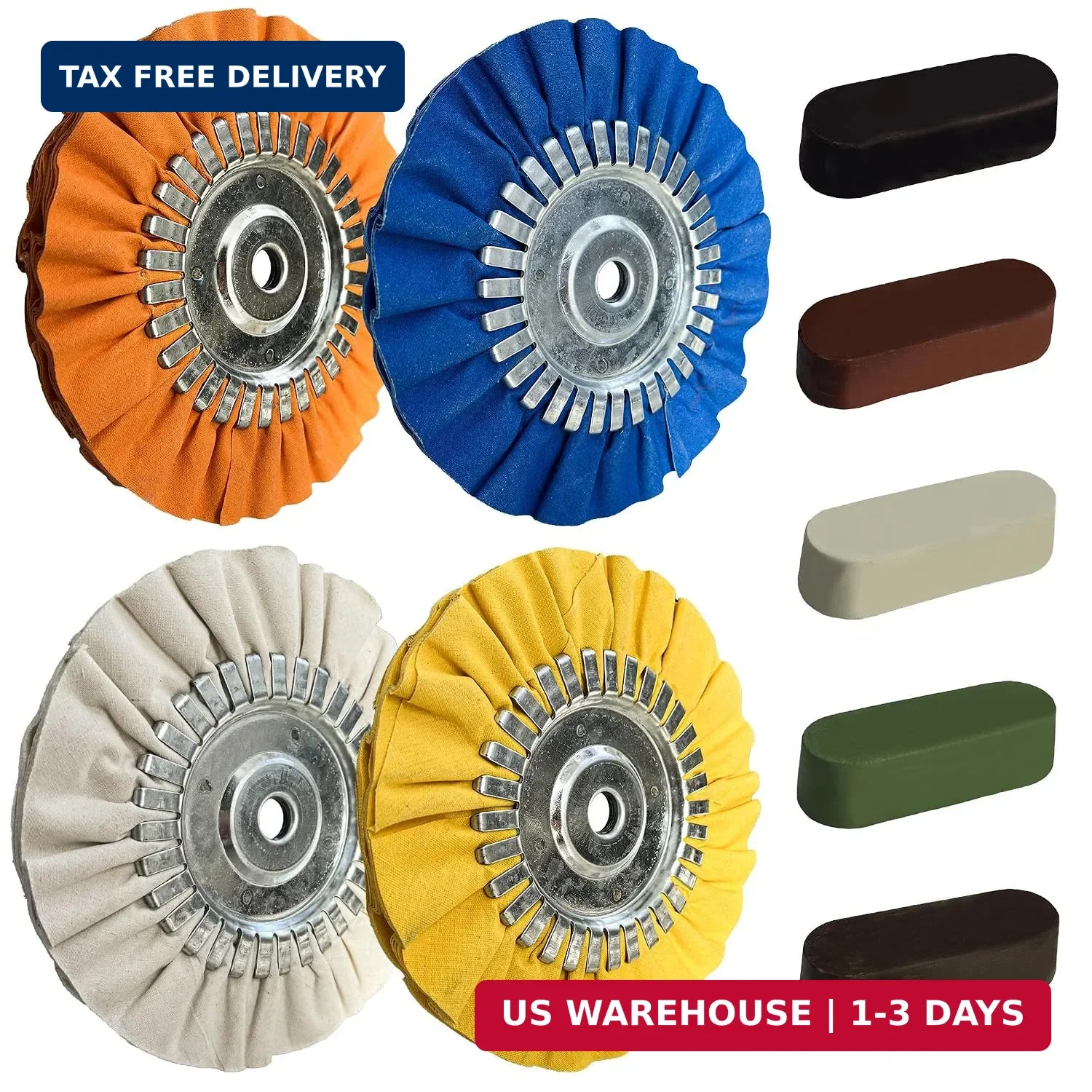 8″ Airway Buffing Wheel Kit – 9Pcs Aluminum Metal Polishing Set with 5/8″ Arbor