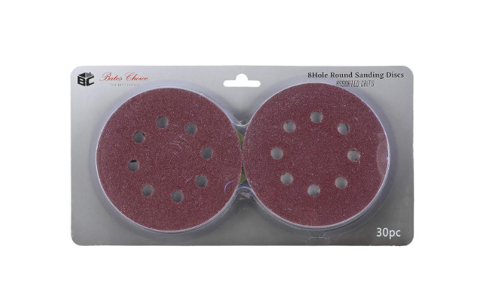 30Pk 5″ 8-Hole Sanding Discs Hook and Loop Round Sandpaper Orbital Sanding Pads