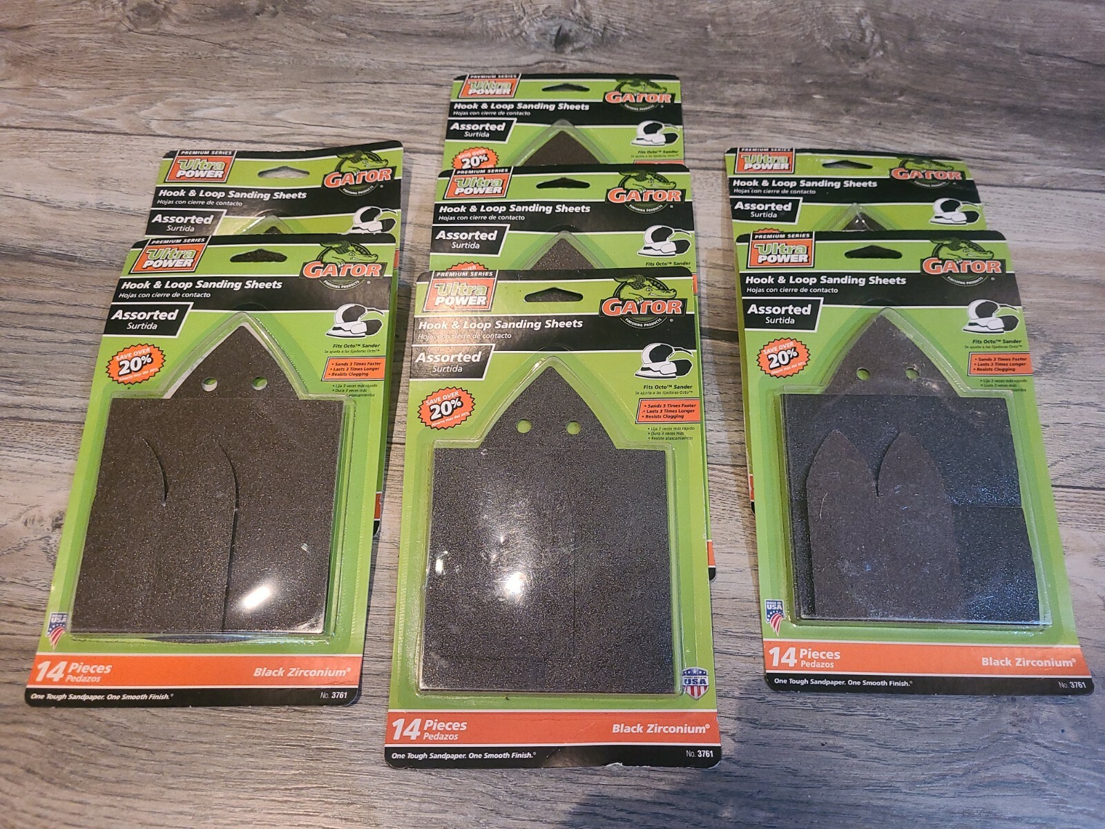 (7) Gator Ultra Power Hook Loop Sanding Sheets 14 Pc Asst 3761 Black Zirconium