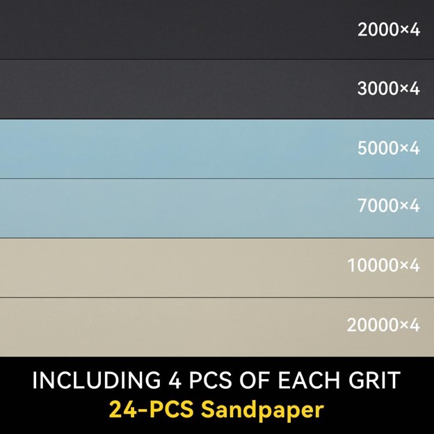 24 Piece Sandpaper Set 2000 to 20000 Grit Wet Dry Abrasive Sheets 9×3.6 Inches