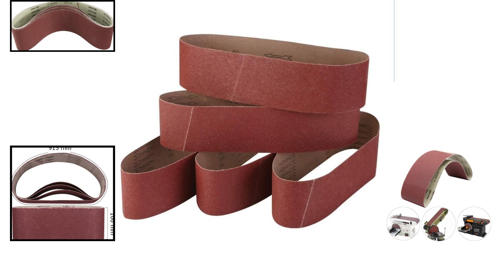 Versatile 4″ x 36″ Sanding Belts, 5-Piece Set with Grits 60-320 for Wood & Metal