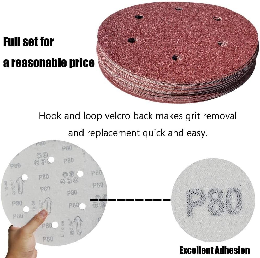 50 PCS 9 Inch 6 Hole Drywall Sanding Discs Set -10 Each of 60 80 120 150 240