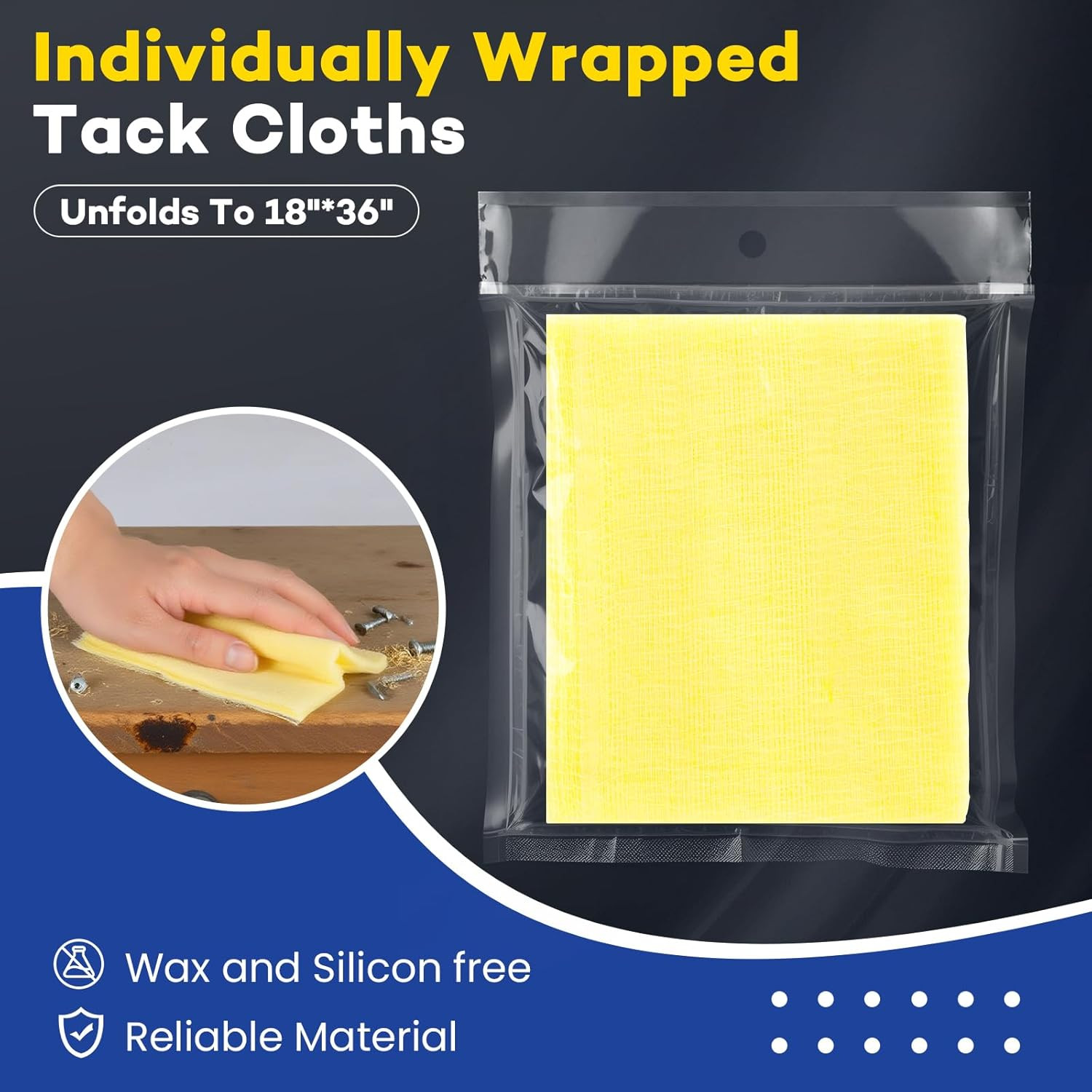 144Pcs Tack Cloth for Removing Dust from Woodworking, Sanding Particles, Clean &