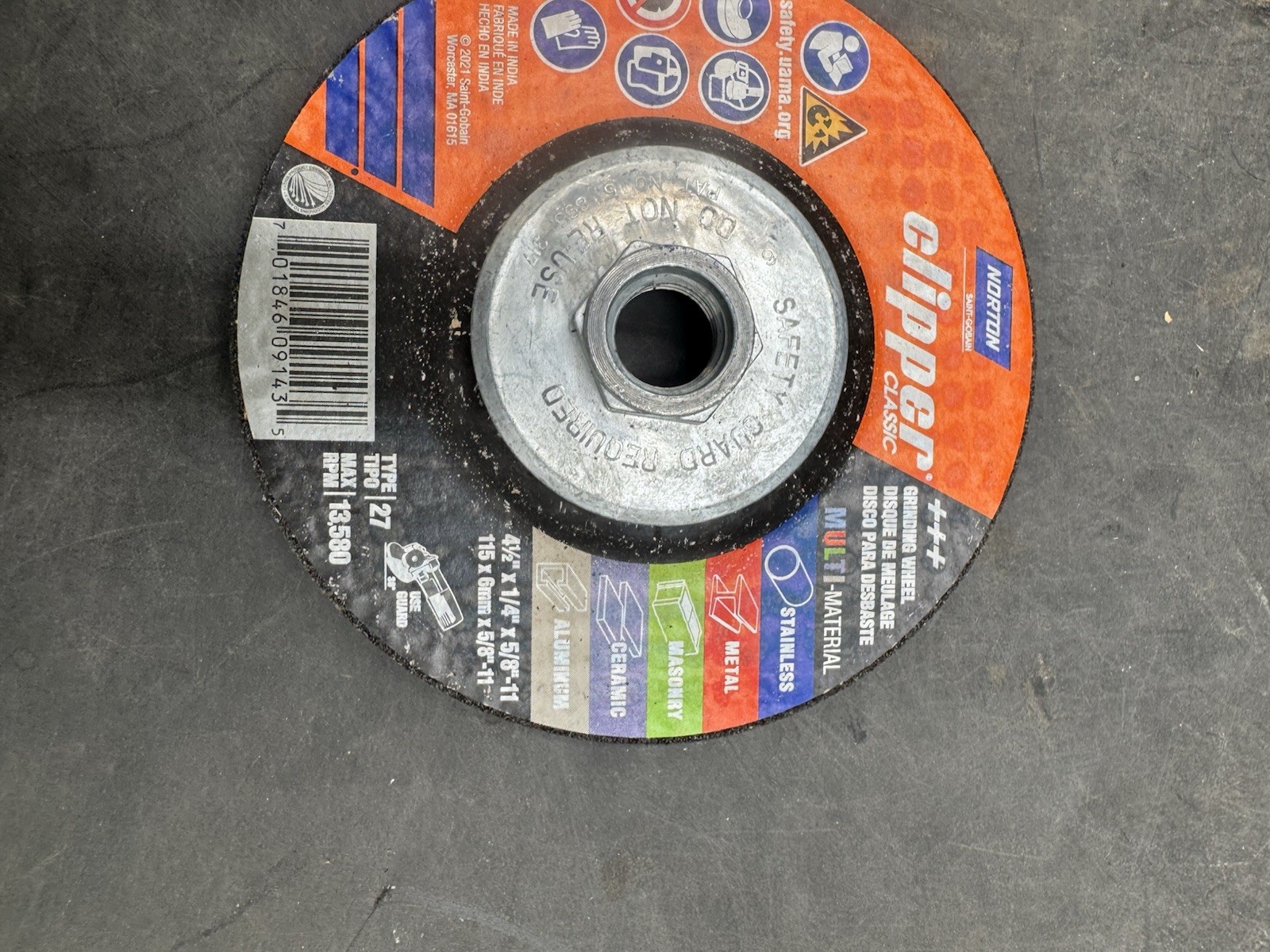 Norton Clipper 4-1/2 in. D X 5/8-11 in. Classic Grinding Wheel