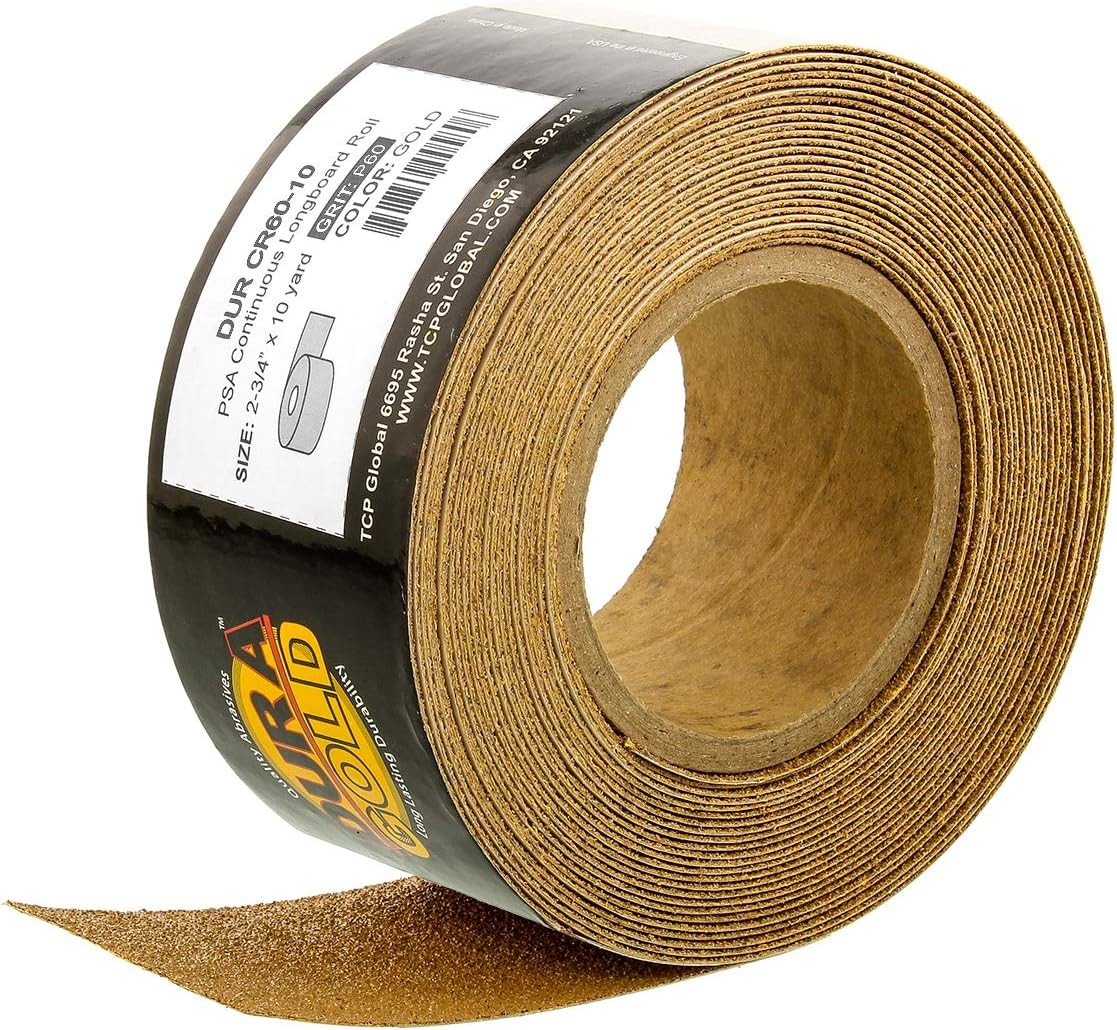 Dura-Gold Premium Gold 120 Grit PSA Longboard Sandpaper, 20 Yard Roll, 2-3/4″ Wi