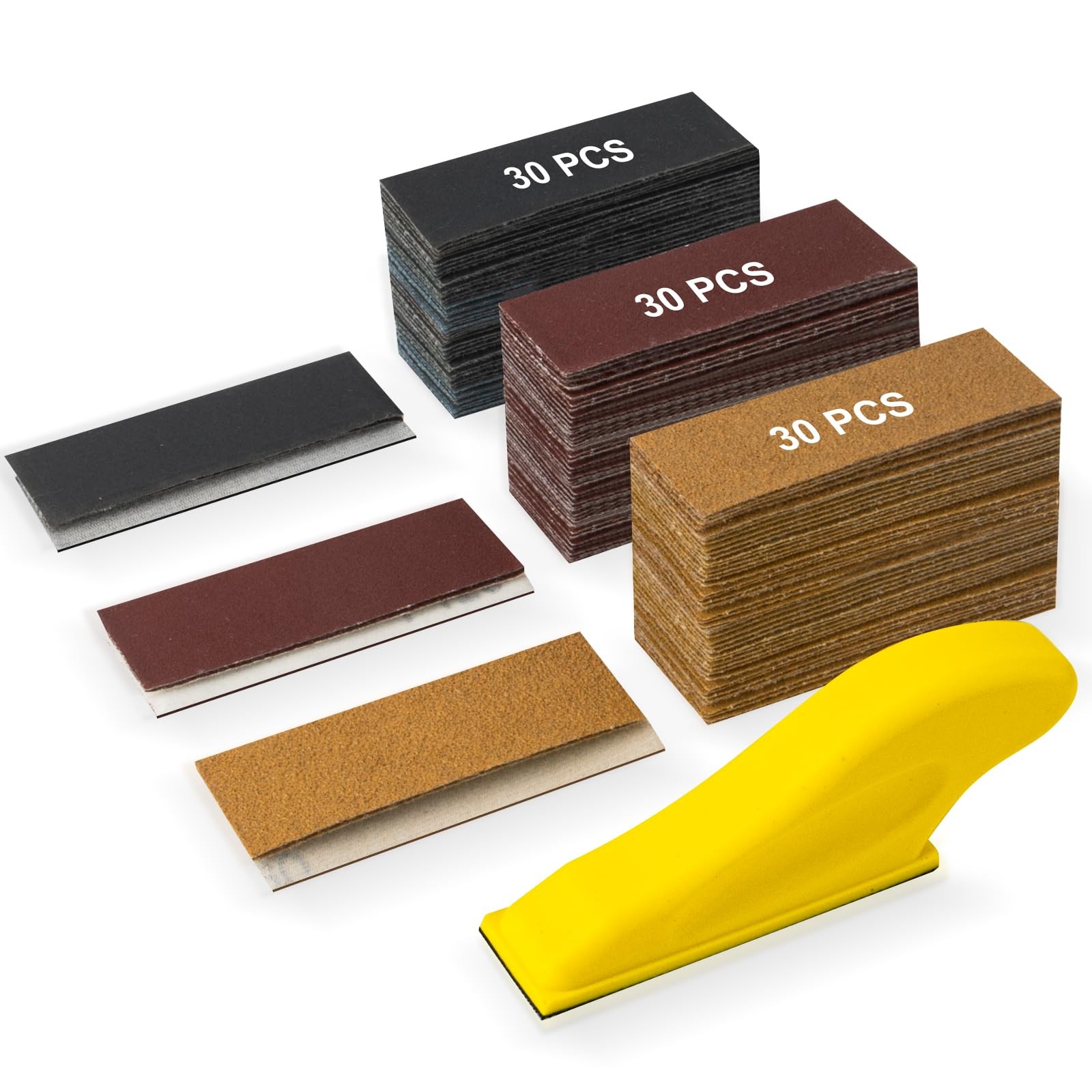 90PCS Premium Micro Detail Sander Kit, Updated 3-In-1 Mini Hand Sanding Block, 6