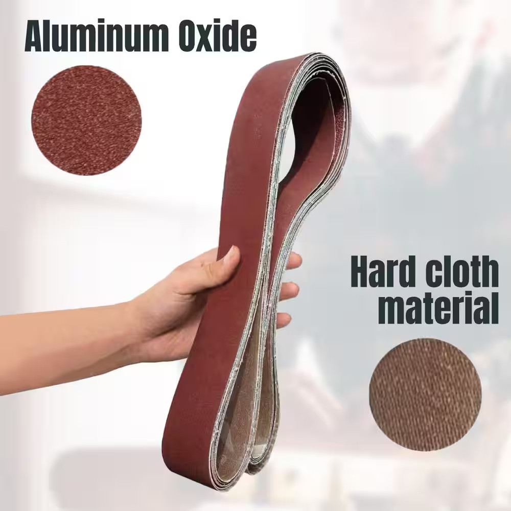2 In. X 72 In. 80-Grit Aluminum Oxide Sanding Belt for Belt Grinder (10-Pack)