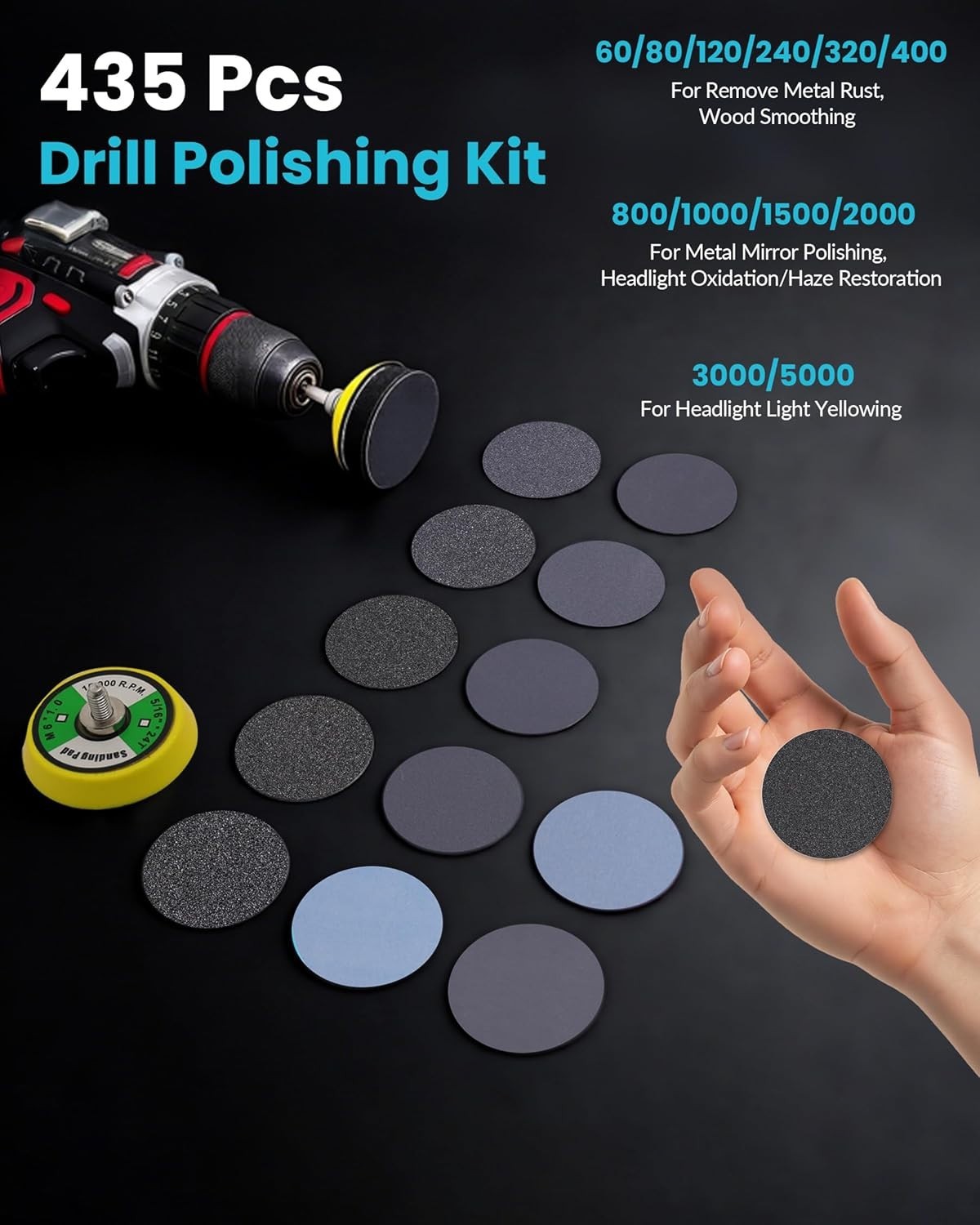 Ultimate 435 PCS Dremel Sanding Discs Set – 60 to 5000 Grit for All Materials