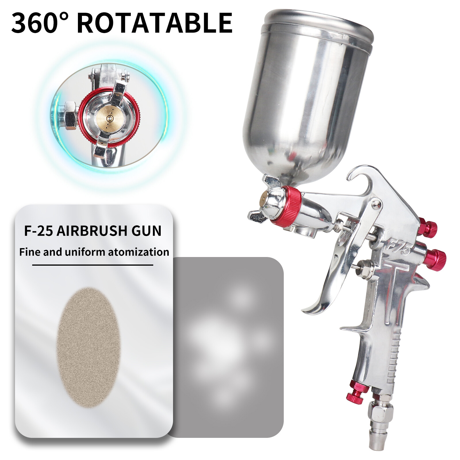 1.5mm Nozzle HVLP Air Spray Gun For Car Auto Paint Sprayer Touch Up Gravity Tool