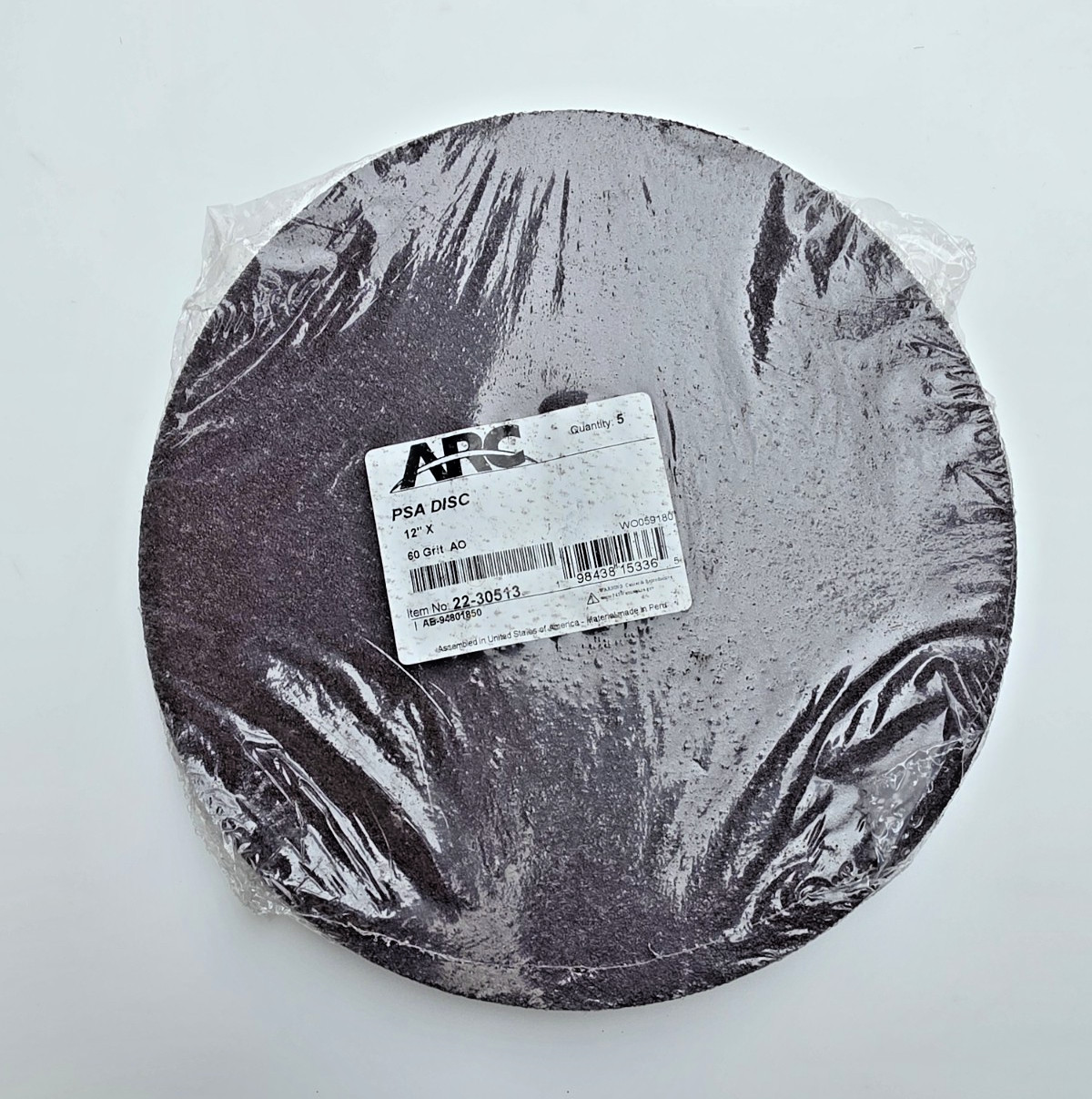 ARC 12” PSA 60 Grit AO Sanding Discs Aluminum Oxide New-Free Shipping
