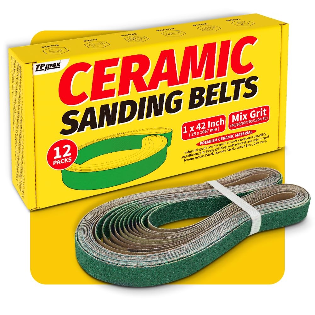 12-Pack 1×42 Inch Zirconia Sanding Belts for Knife Sharpening & Metalwork