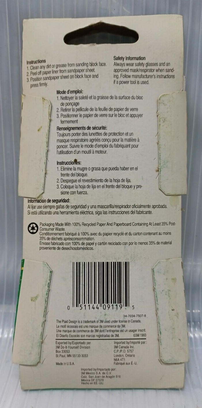 Sandpaper Sanding Kit with 10 sheets of assorted Made in USA New 3M Production