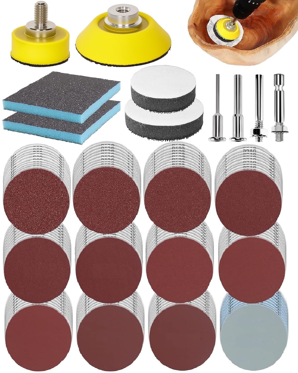 Pomsare 114PCS Sanding Discs Polishing Pad Kit for Angle Grinders