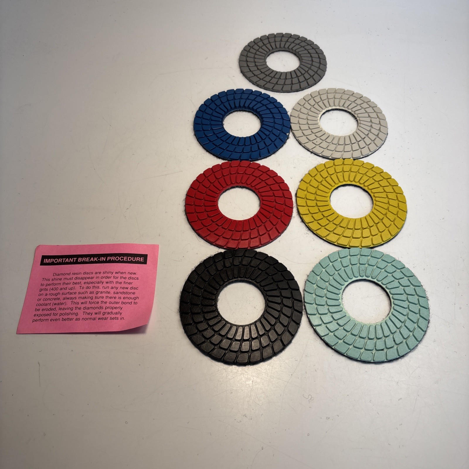Abrasive Technology Diamond Polishing Pad Set 7 Pc 4” Hook & Loop Unused