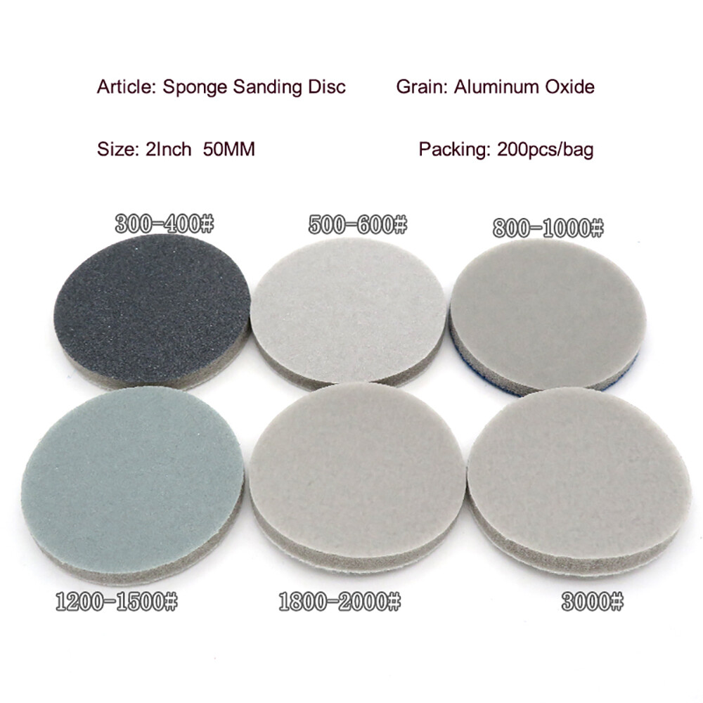 2 Inch（50mm）Hook & Loop Sponge Sandpaper Wet and Dry Sanding Discs 300-3000 Grit