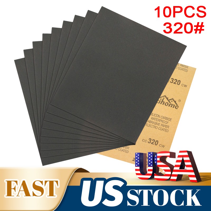10Pcs Sandpaper Wet Dry 320 grit 9*11″ Abrasive Sand Paper Sheet Wood Car Metal