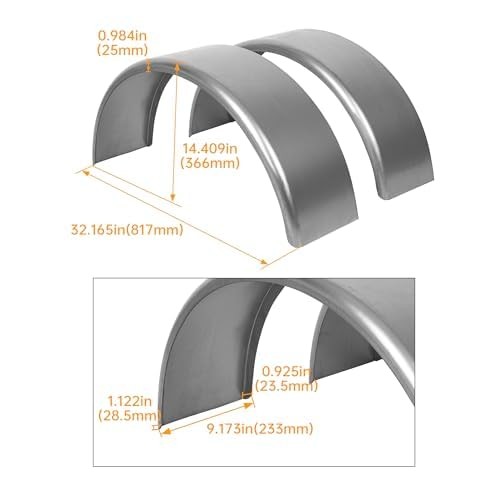 HECASA Single Axle Trailer Fenders W/Fender Backs Fits 14″ to 16″ Wheels 32″…