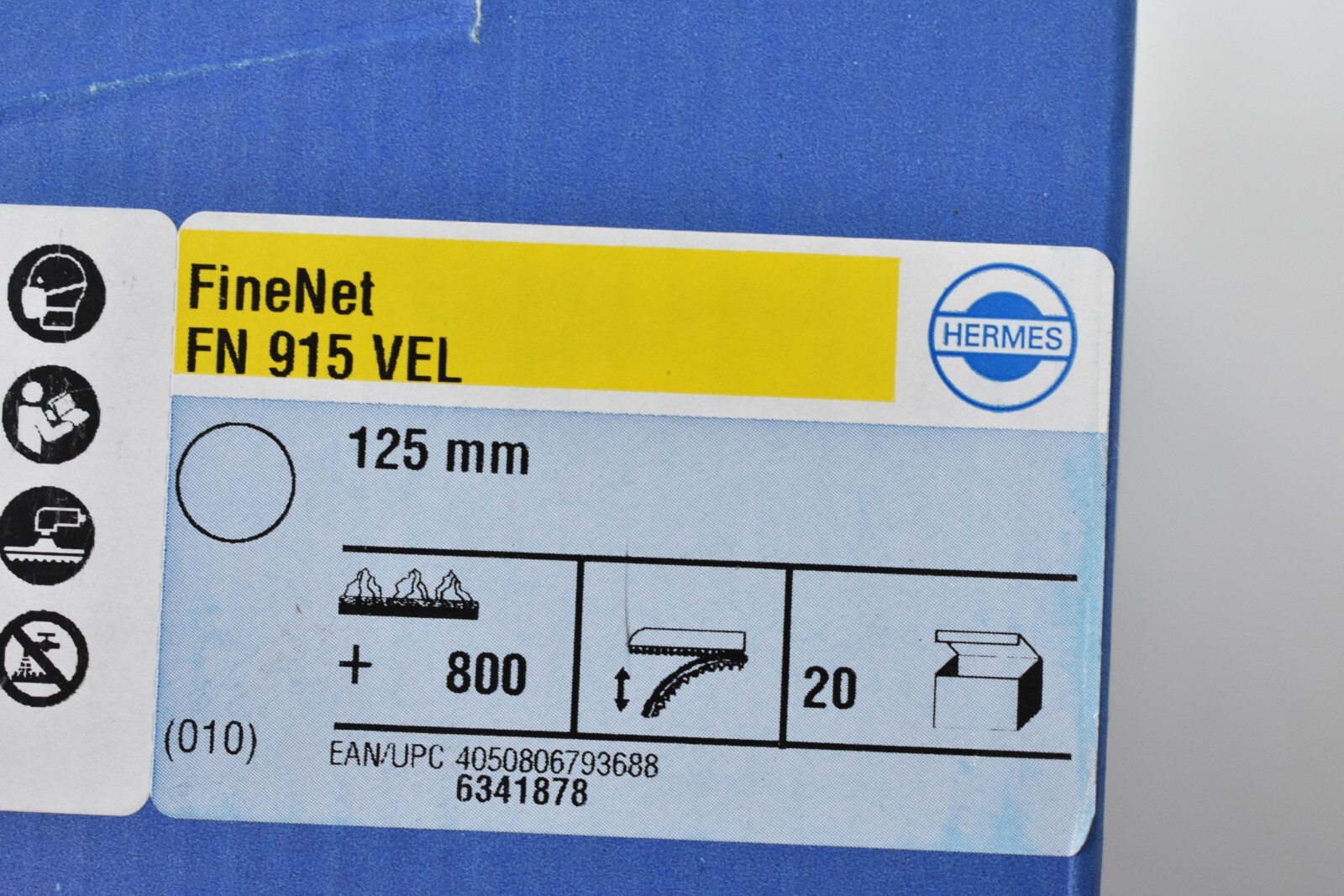 Hermes FineNet FN 915 Velour Backed Sanding Discs 125mm Dia 20 Pack 800 Grit