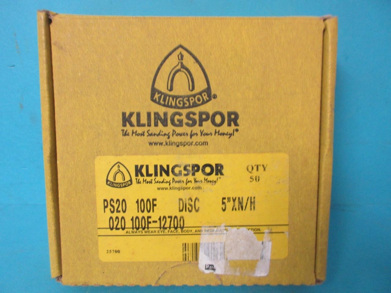 Klingspor Abrasives 5″x5″ XX Small no holes PS20 100F discs 100F-12700 Qty 50